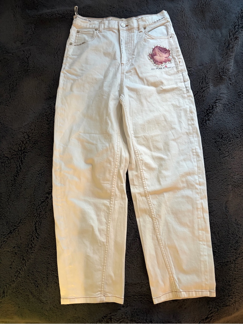 Marni Floral Appliquéd High Rise Tapered Jeans